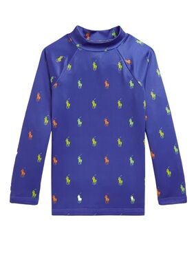 Polo Ralph Lauren Baby Boys Rash Guard 18-24M Blue Pony Print Swim Shirt